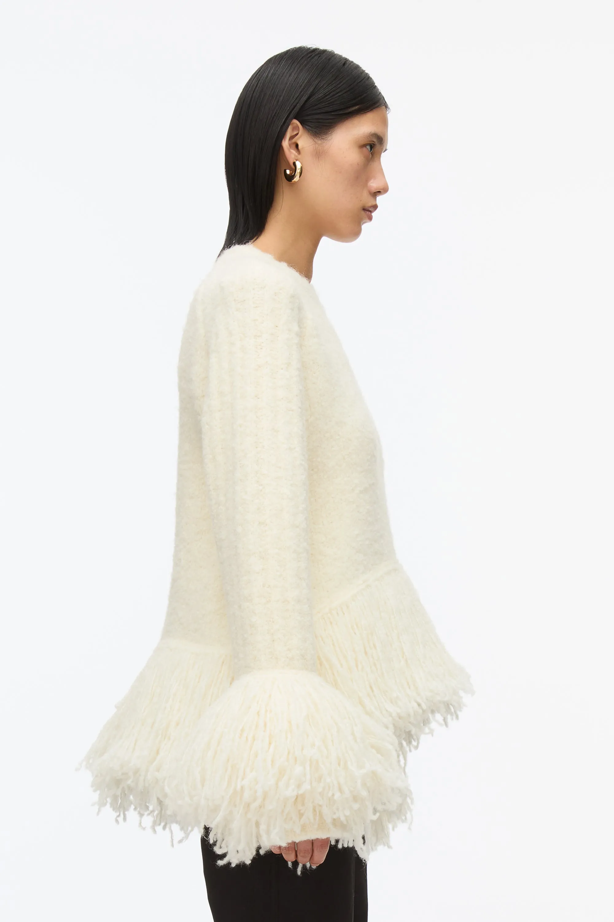 Boucle Fringe Knit Crewneck