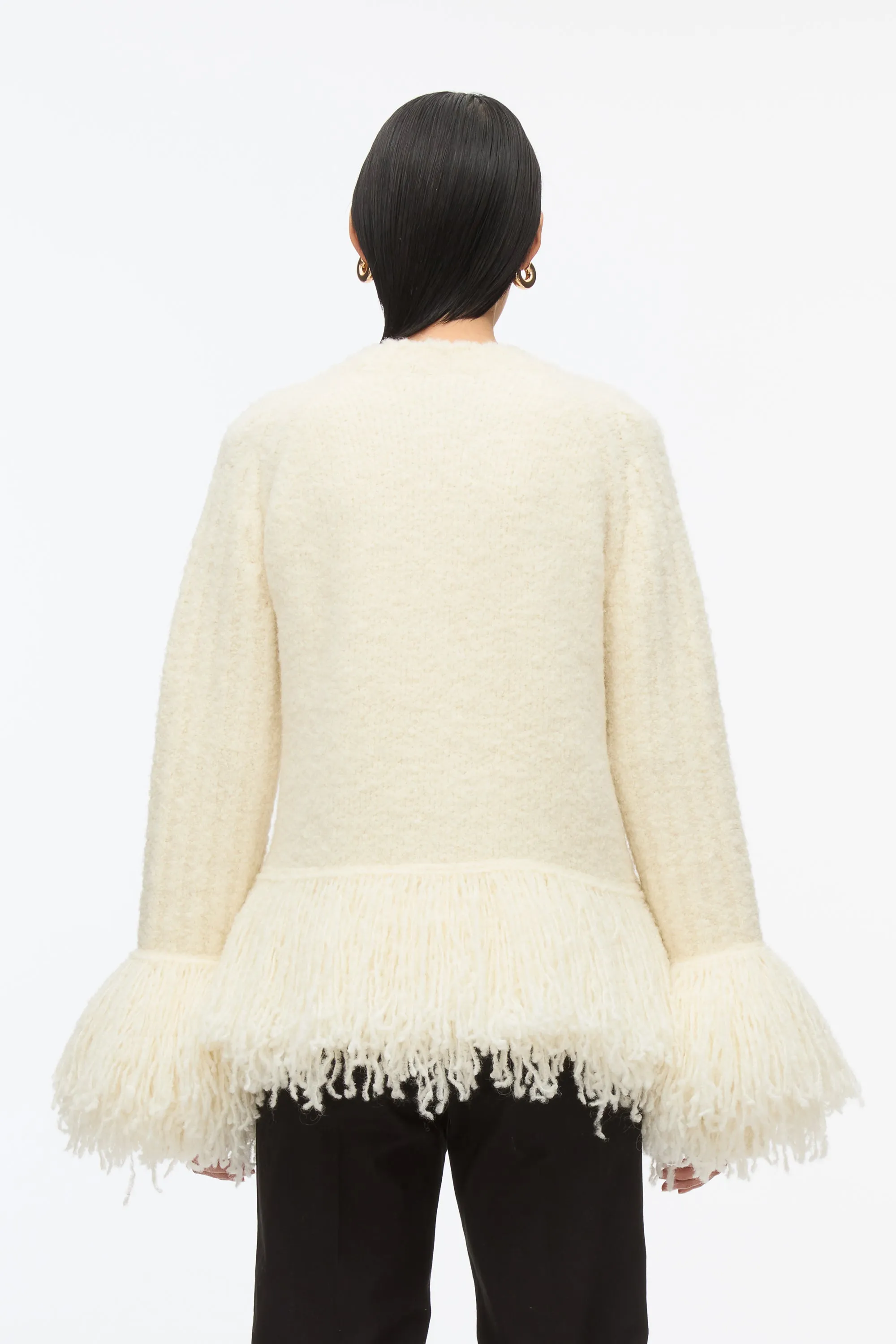 Boucle Fringe Knit Crewneck