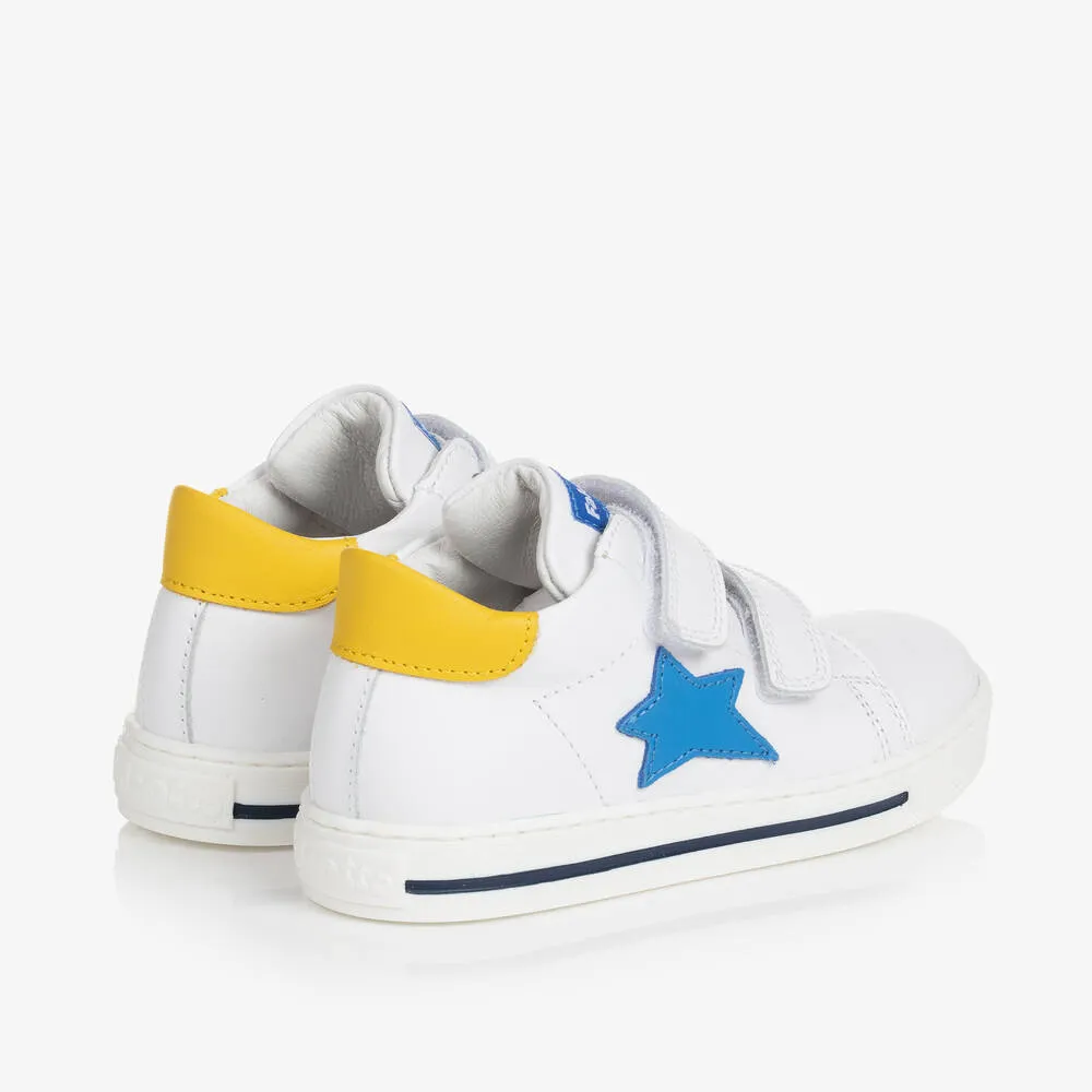 Boys White Leather Star Trainers