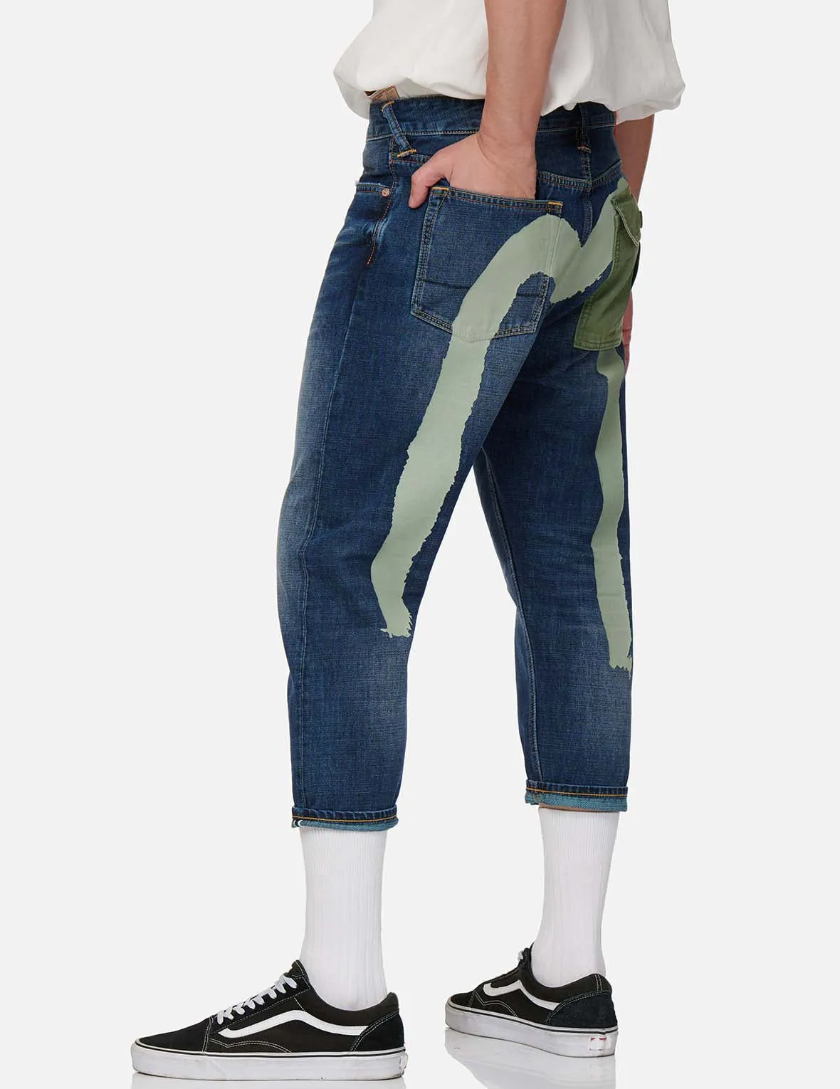 Brushstroke Daicock Military-hybrid Cropped Jeans