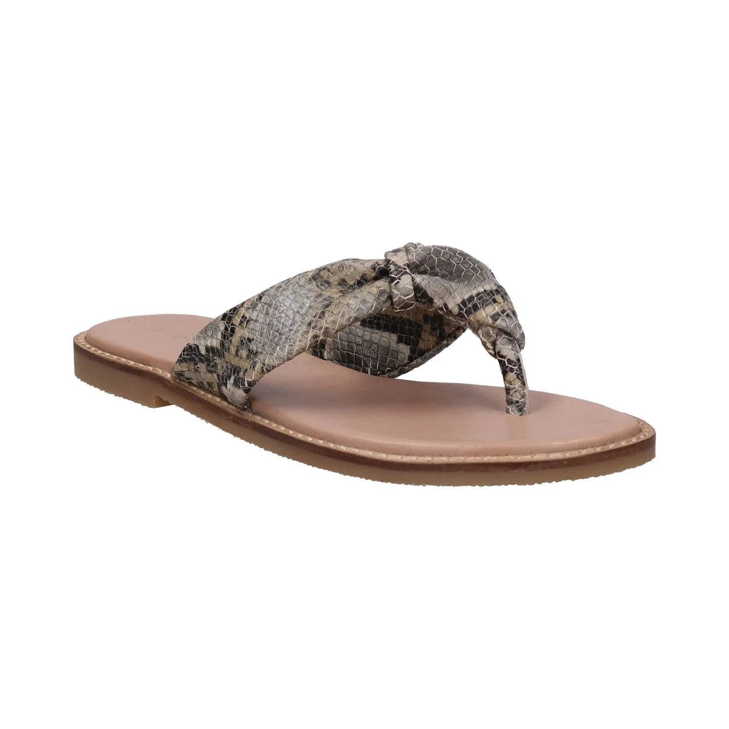 bugatti Brown & Animal Print Premium Leather Flat Sandals