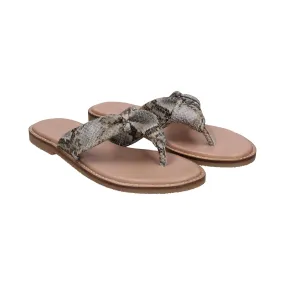 bugatti Brown & Animal Print Premium Leather Flat Sandals