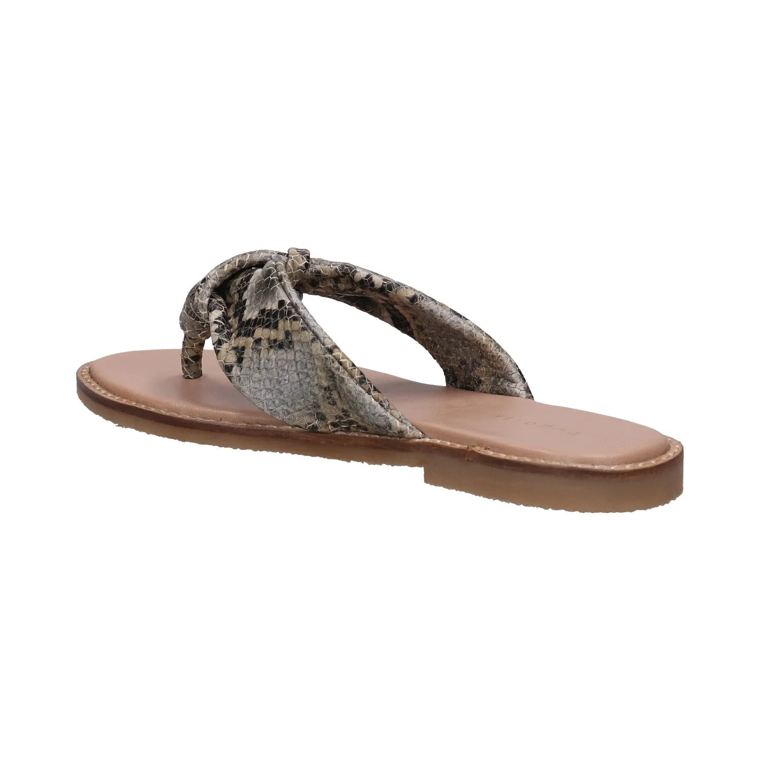 bugatti Brown & Animal Print Premium Leather Flat Sandals