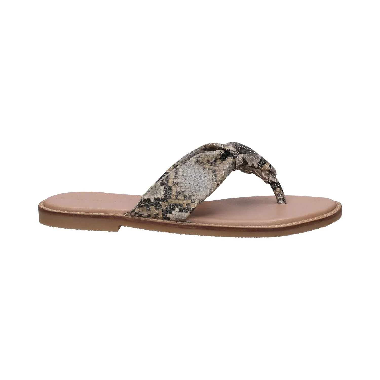 bugatti Brown & Animal Print Premium Leather Flat Sandals