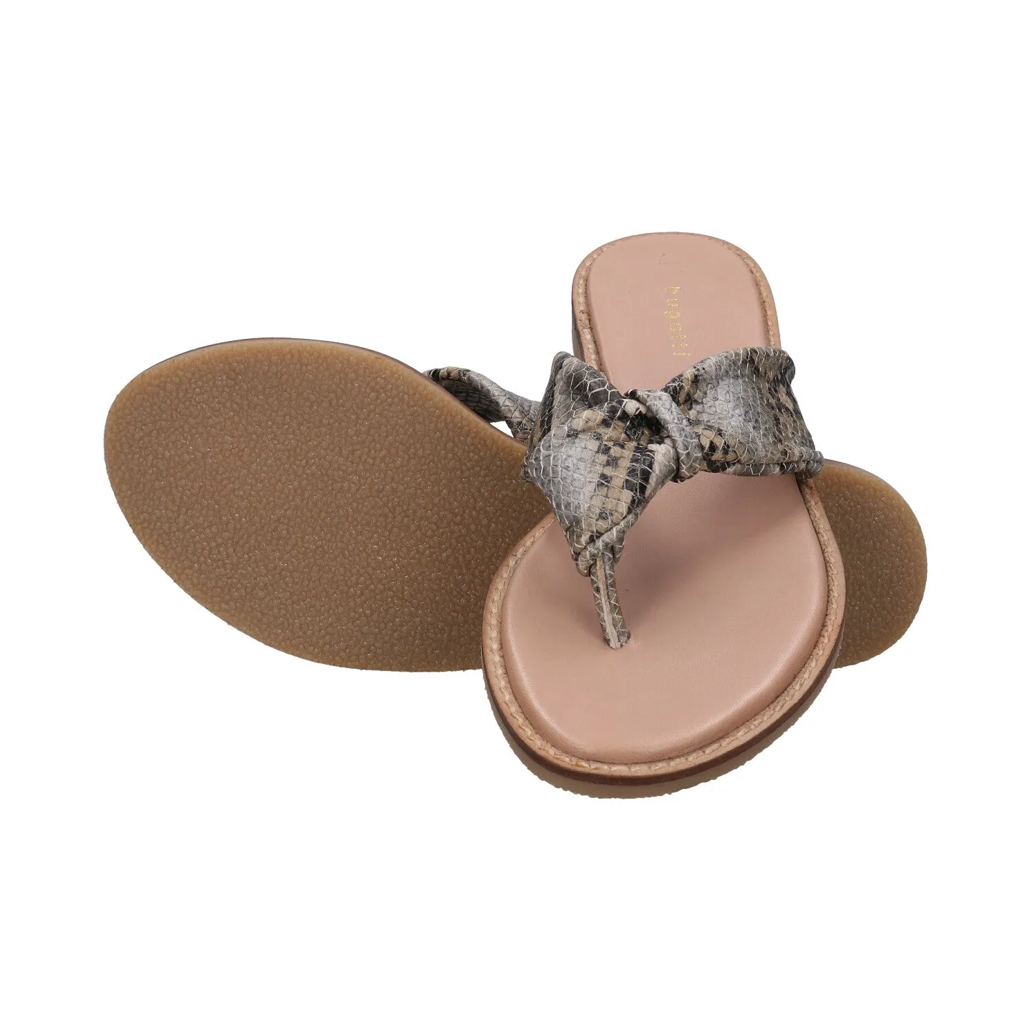 bugatti Brown & Animal Print Premium Leather Flat Sandals