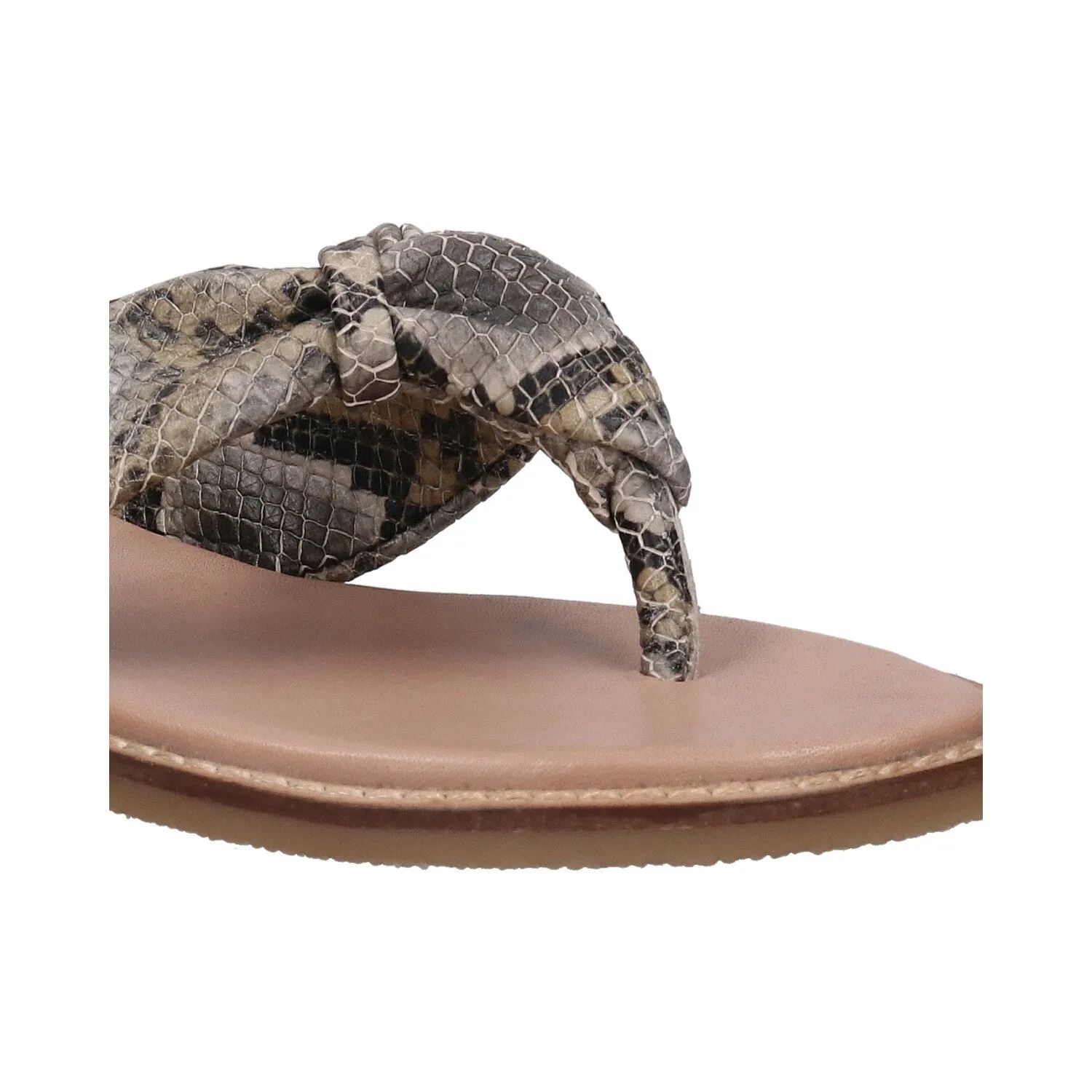 bugatti Brown & Animal Print Premium Leather Flat Sandals