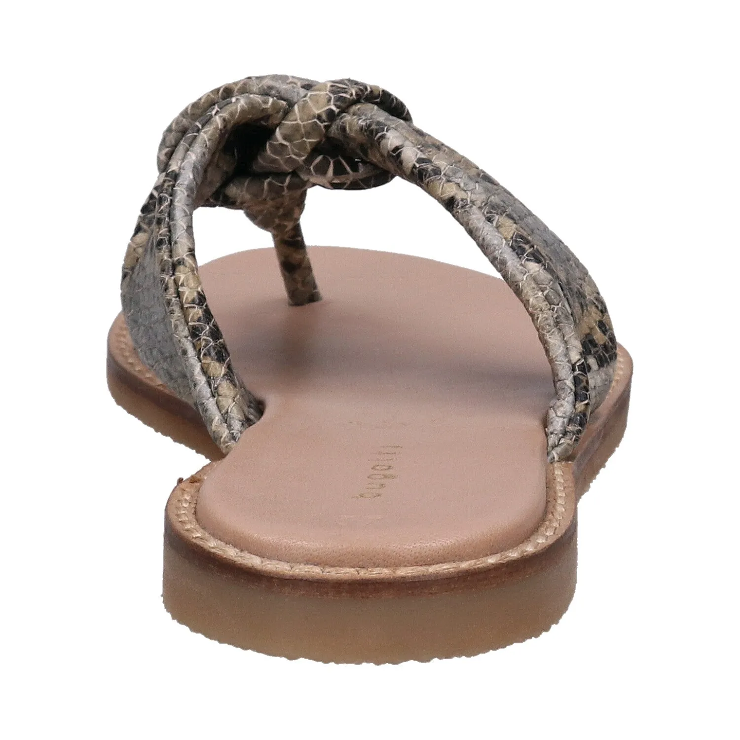 bugatti Brown & Animal Print Premium Leather Flat Sandals