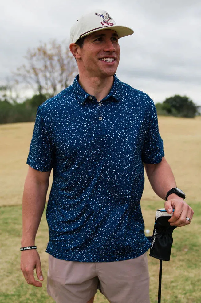 Navy Speckled Performance Polo