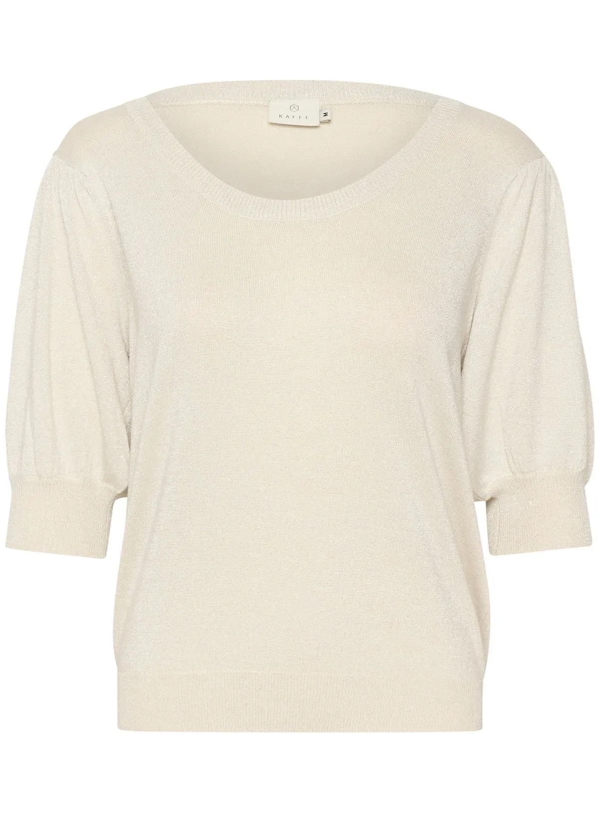 White KAFFE Regina Round Neck Half Sleeve Pullover M