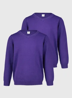 Buy Purple Kids V-Neck Jumper 2-Pack - Size 12 | Shop Jumpers and Cardigans for Children at Tu.