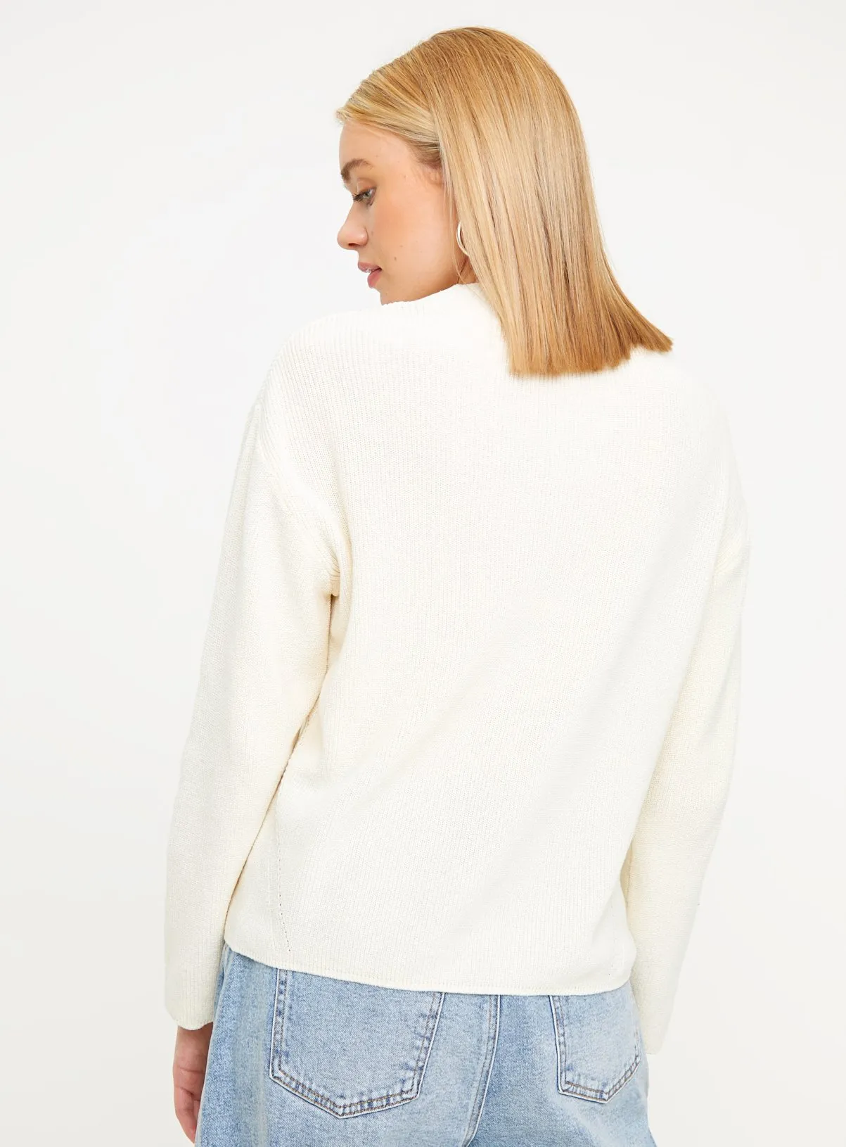 Buy White High V Neck Jumper 22 | Jumpers | Tu