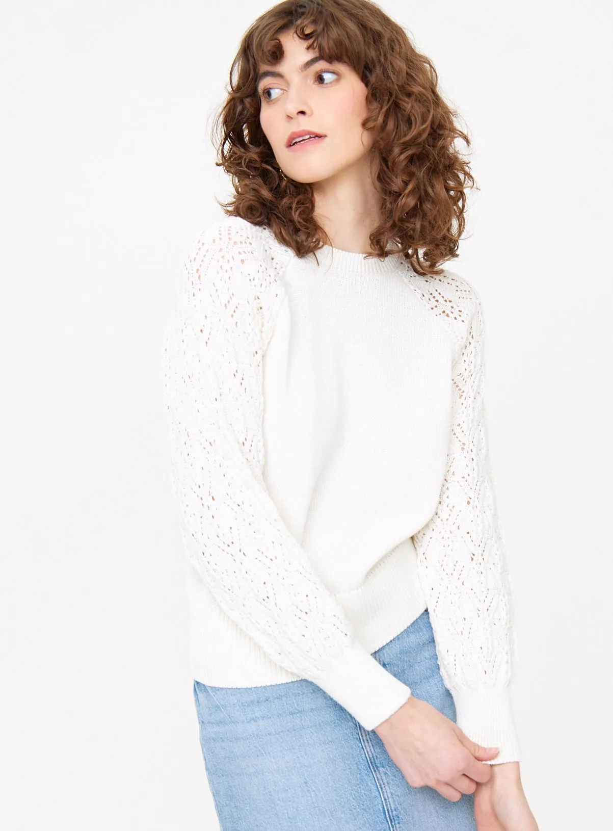 Buy White Lace Sleeve Knitted Jumper 10 | Jumpers | Tu