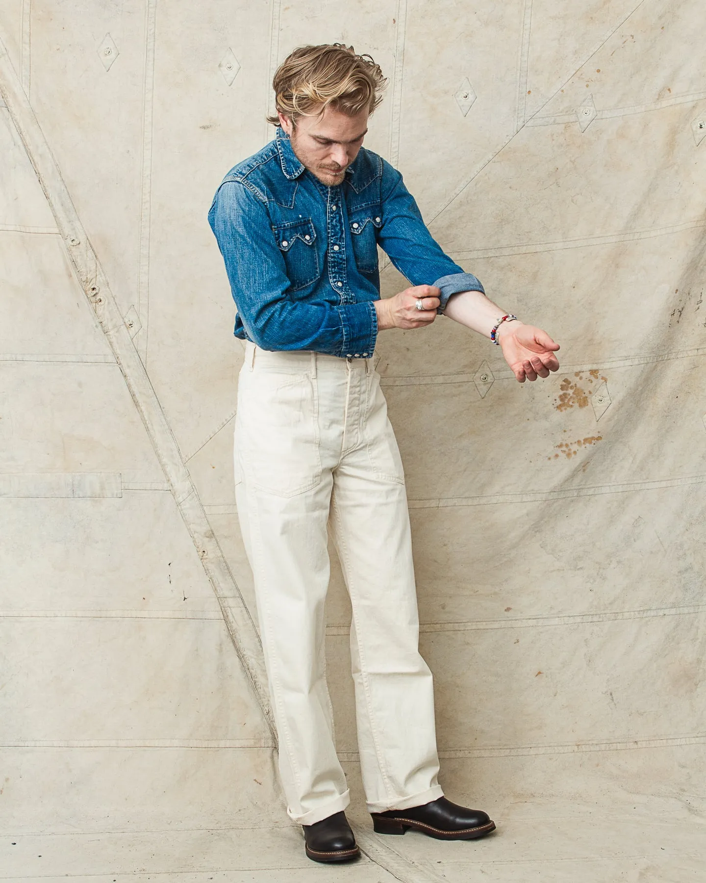 Buzz Rickson's Trousers Working White Twill BR42451