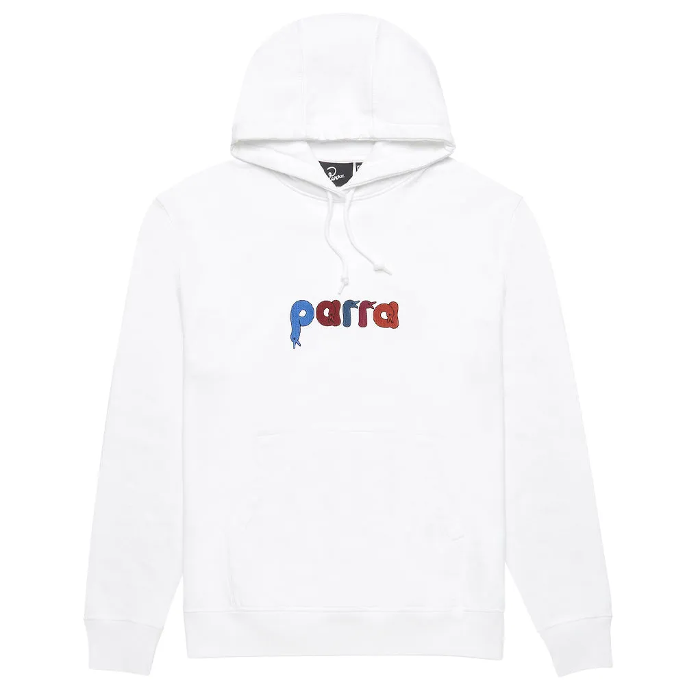 BY PARRA BIRD FACE FONT HOODED SWEATSHIRT // WHITE