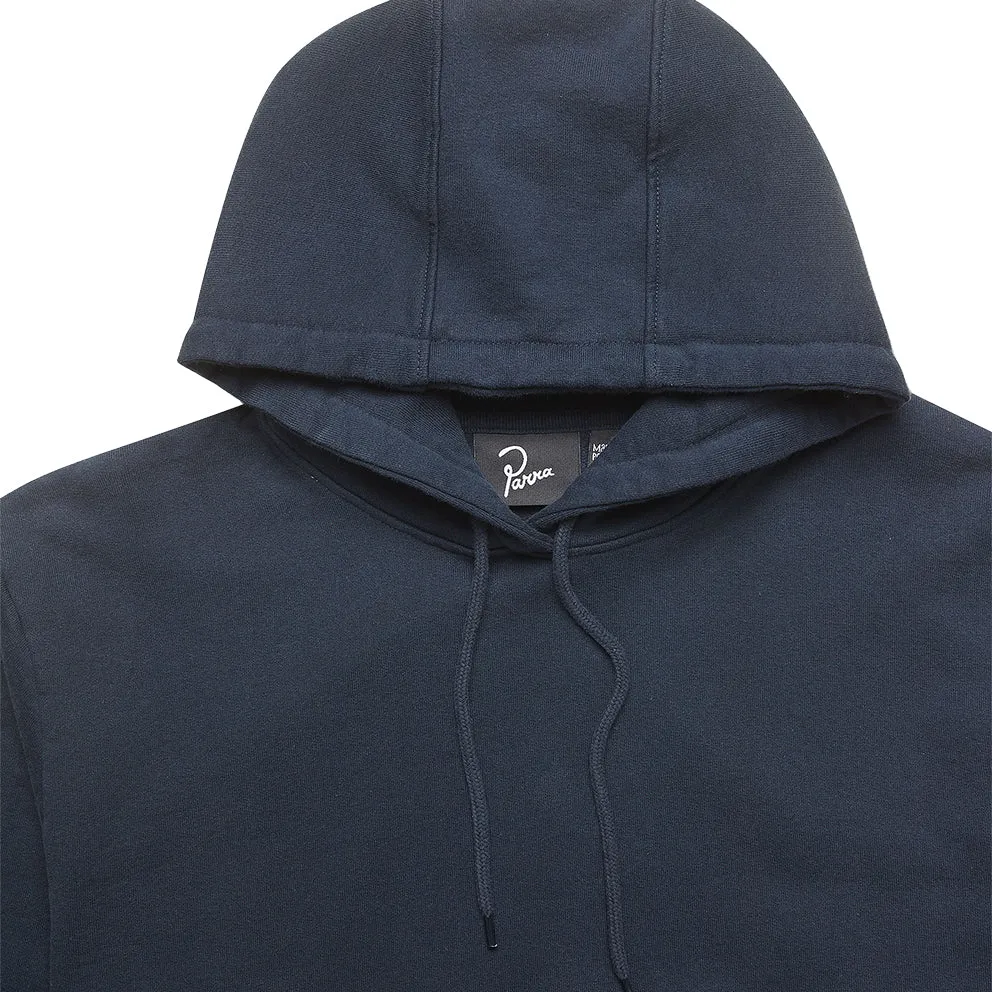 BY PARRA PAPER DOG SYSTEMS HOODED SWEATSHIRT // NAVY BLUE