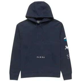 BY PARRA PAPER DOG SYSTEMS HOODED SWEATSHIRT // NAVY BLUE