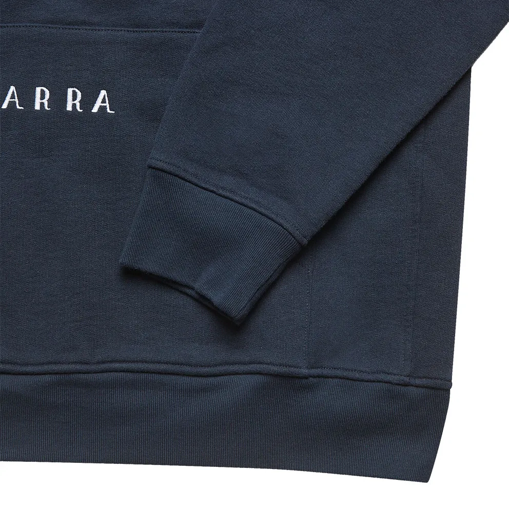 BY PARRA PAPER DOG SYSTEMS HOODED SWEATSHIRT // NAVY BLUE