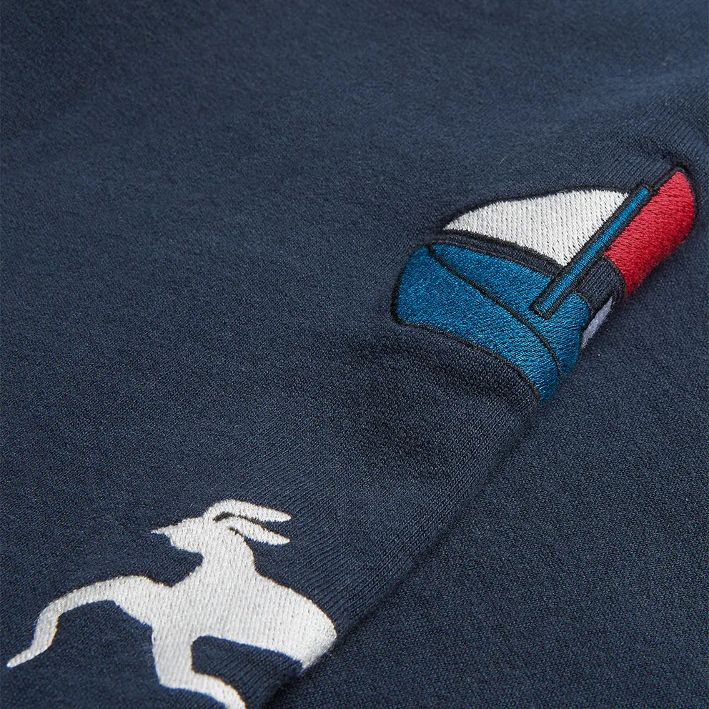 BY PARRA PAPER DOG SYSTEMS HOODED SWEATSHIRT // NAVY BLUE