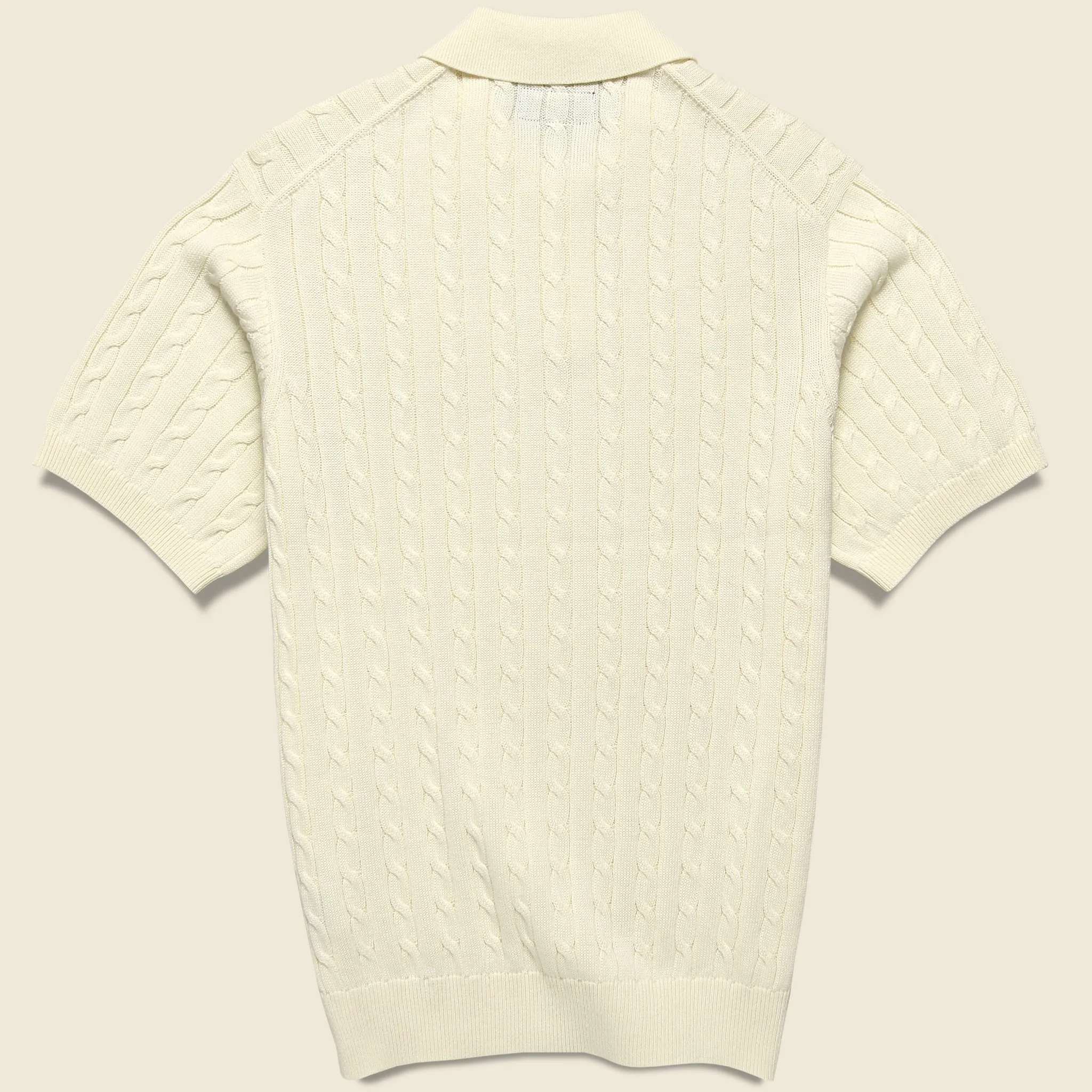 Cable Knit Polo - White