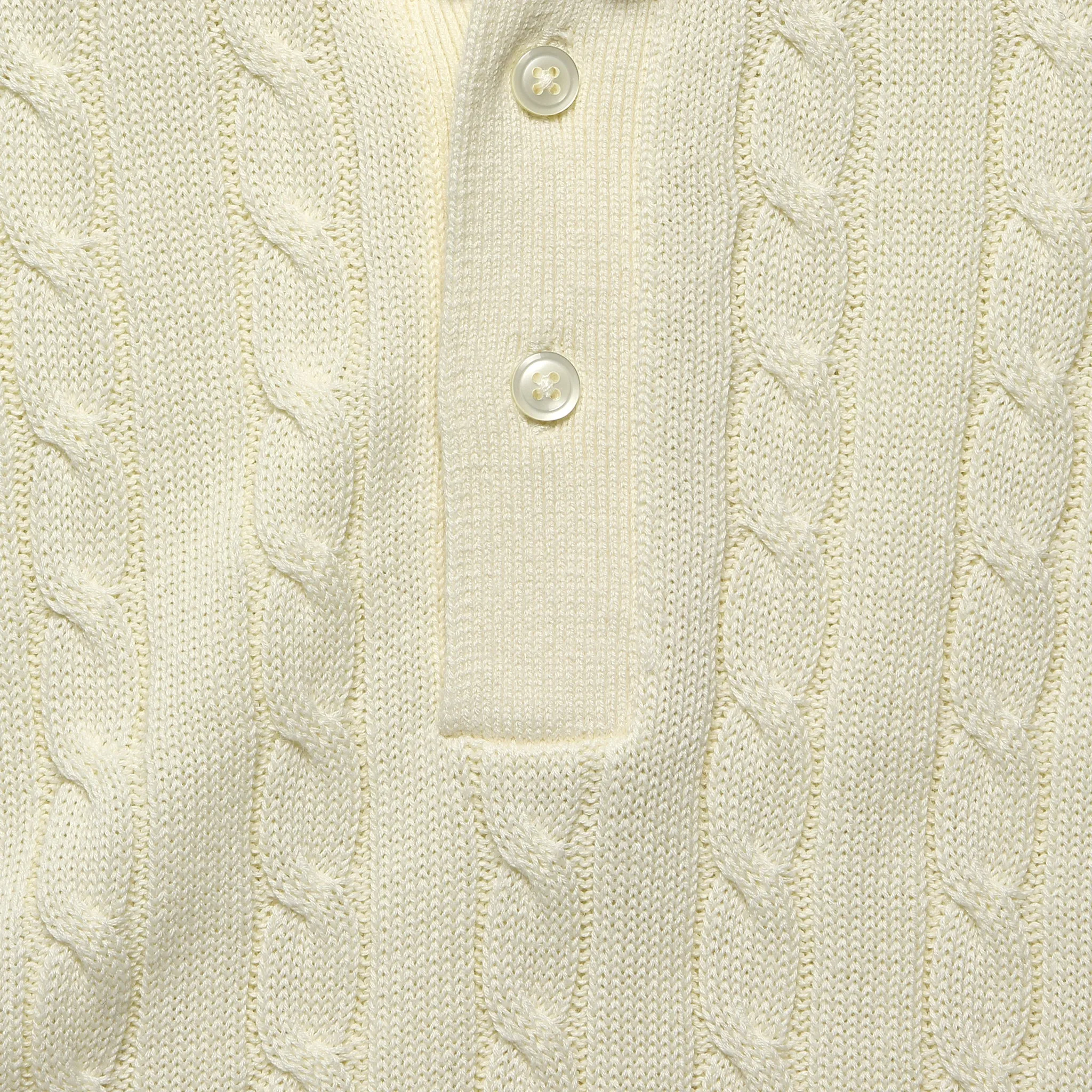 Cable Knit Polo - White