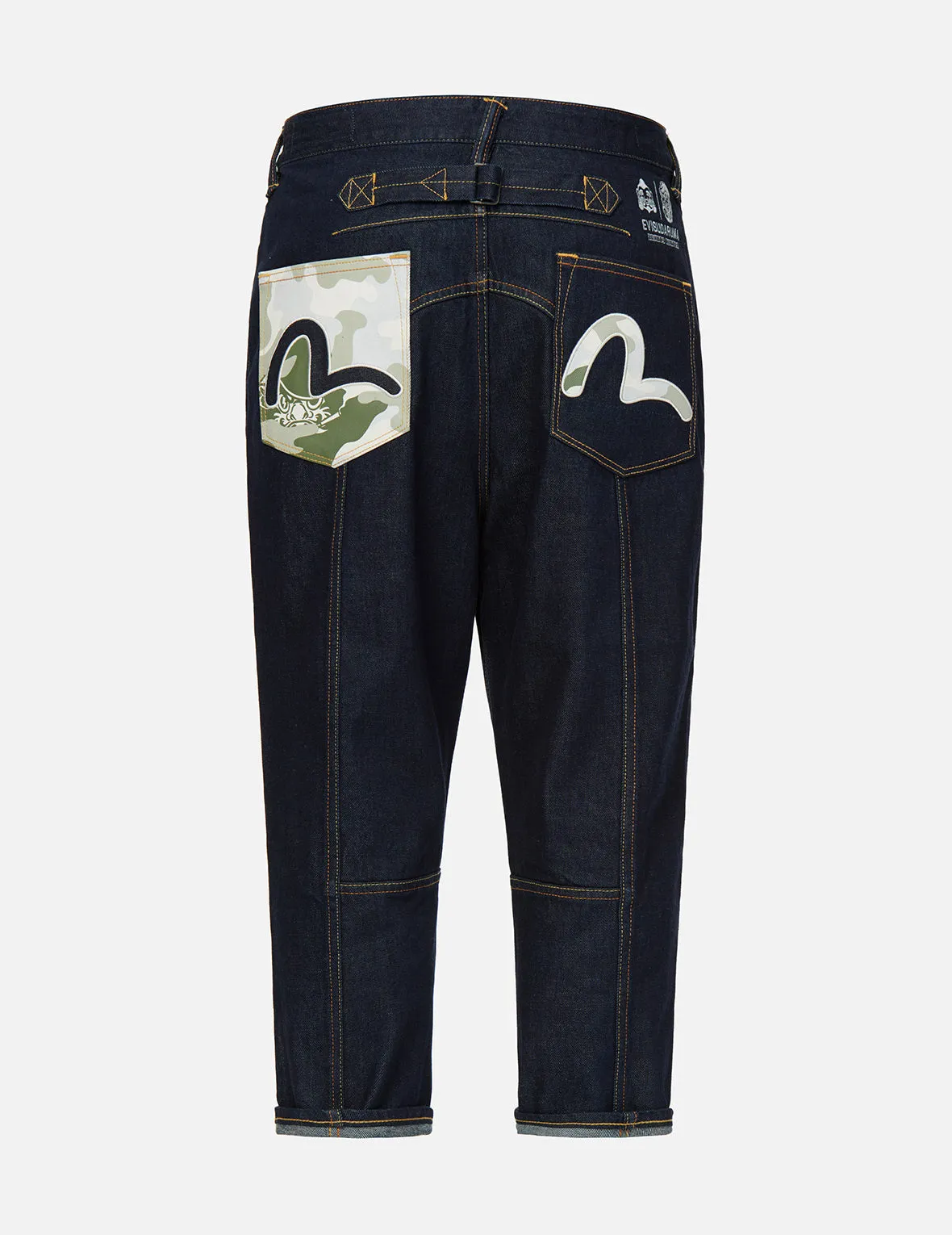 Camouflage Pocket Drop-crotch Denim Jeans