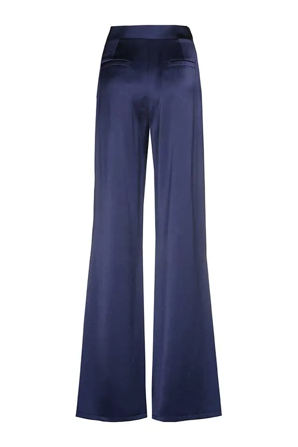 Caroline Biss DARK INDIGO SHINY WIDE TROUSERS