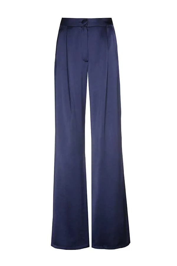 Caroline Biss DARK INDIGO SHINY WIDE TROUSERS