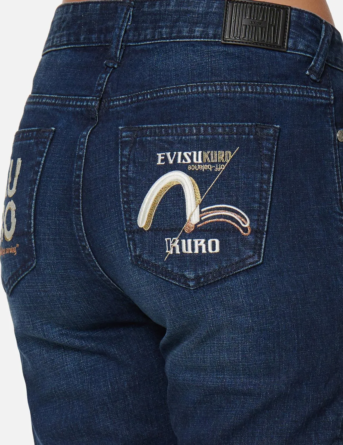 Cast Shadow Effect Logo Embroidered Cropped Straight Fit Jeans