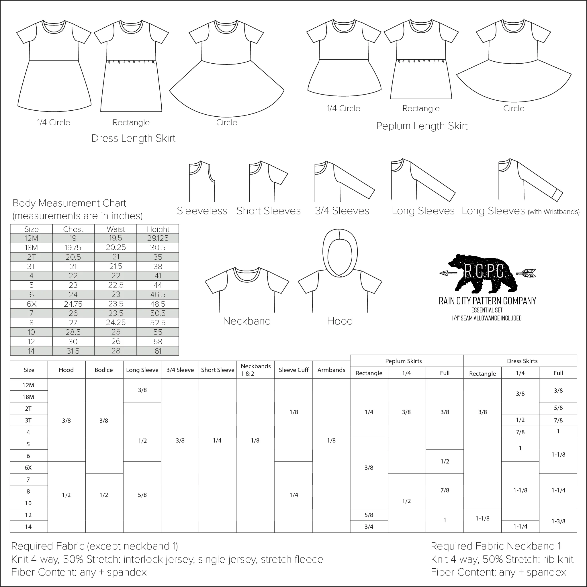 Child Size 12M-14 Dress and Peplum Sewing Pattern for Beginners