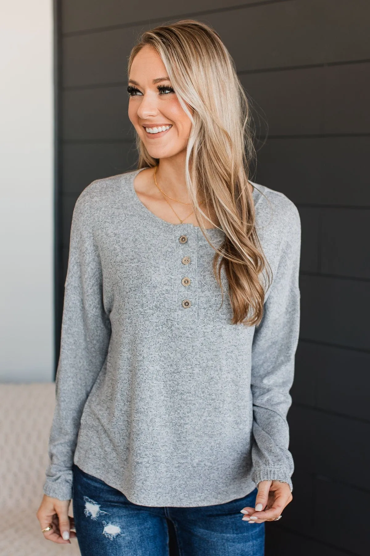 Knit Top in Heather Grey