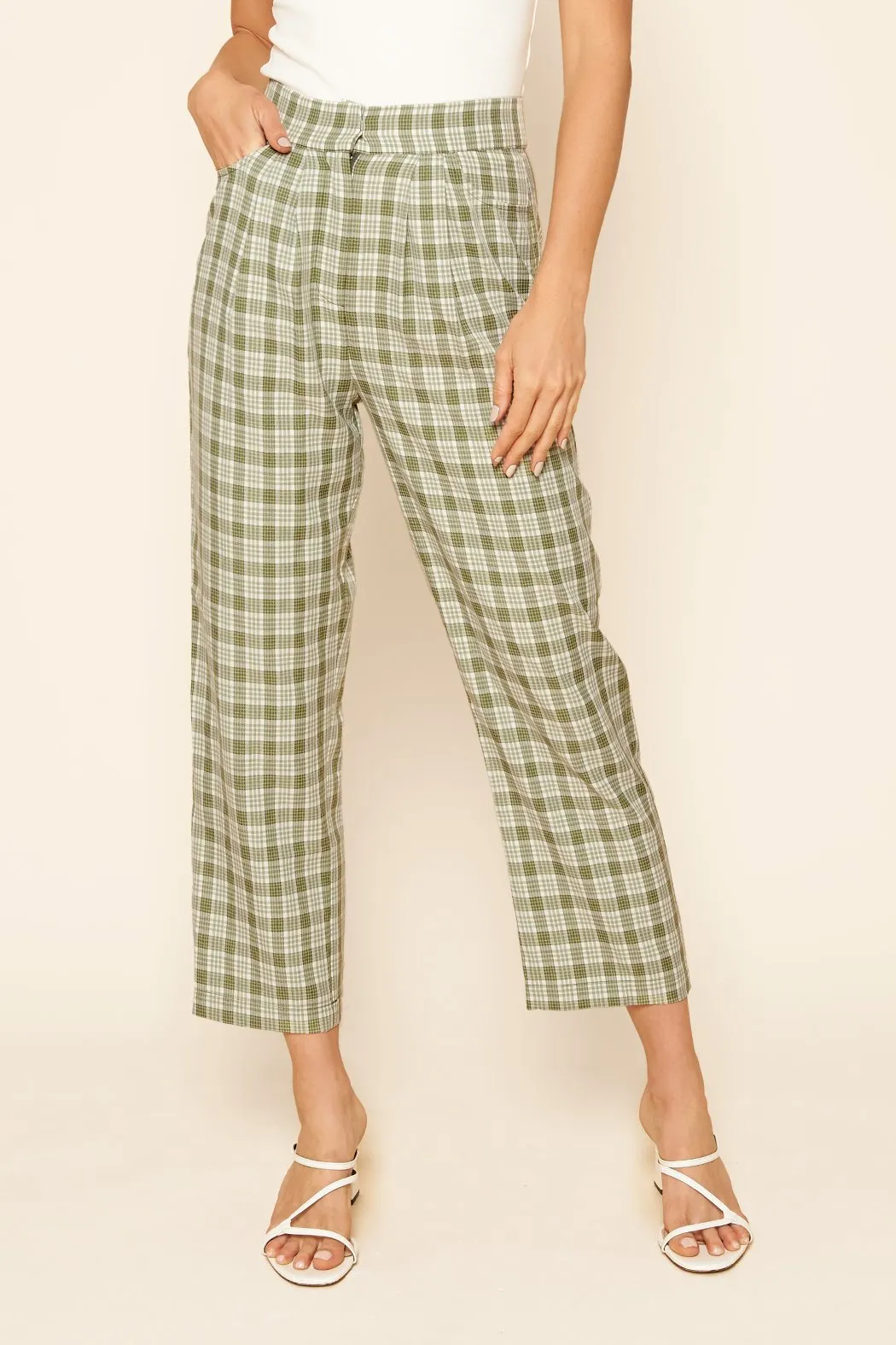 Colette Plaid Pintuck Trousers