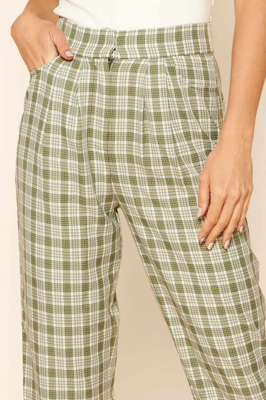 Colette Plaid Pintuck Trousers