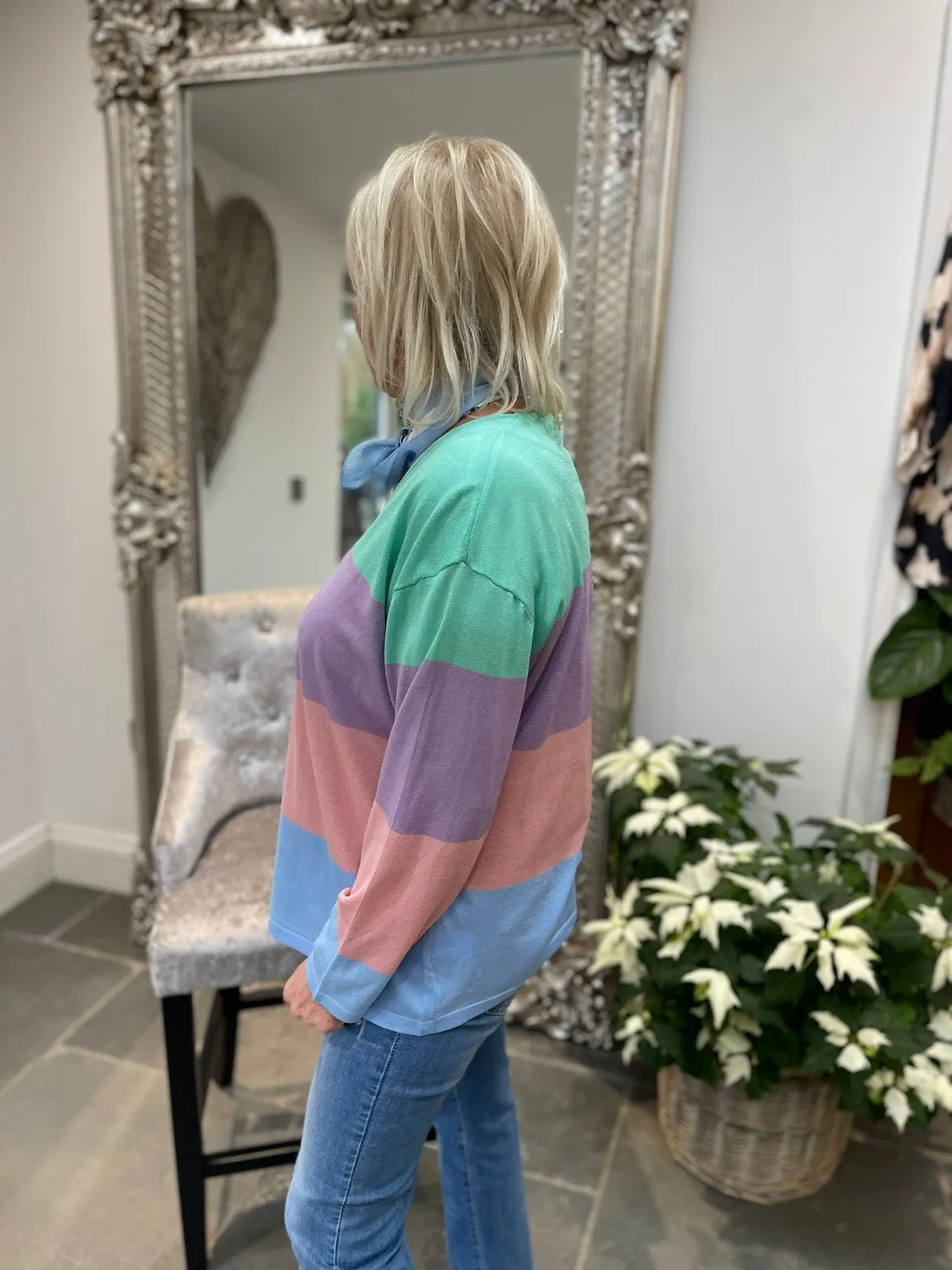 Color Block Fine Knit Top Tyler