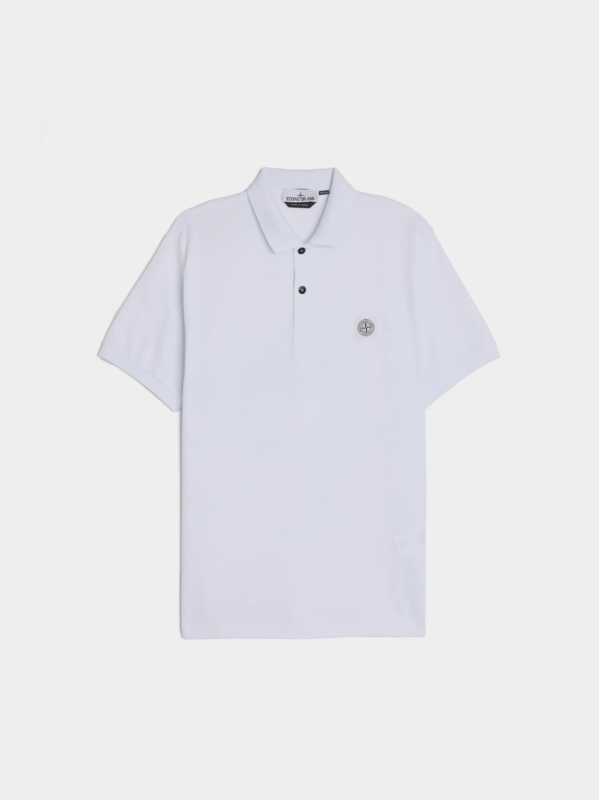 Compass Patch Logo Polo Shirt in White