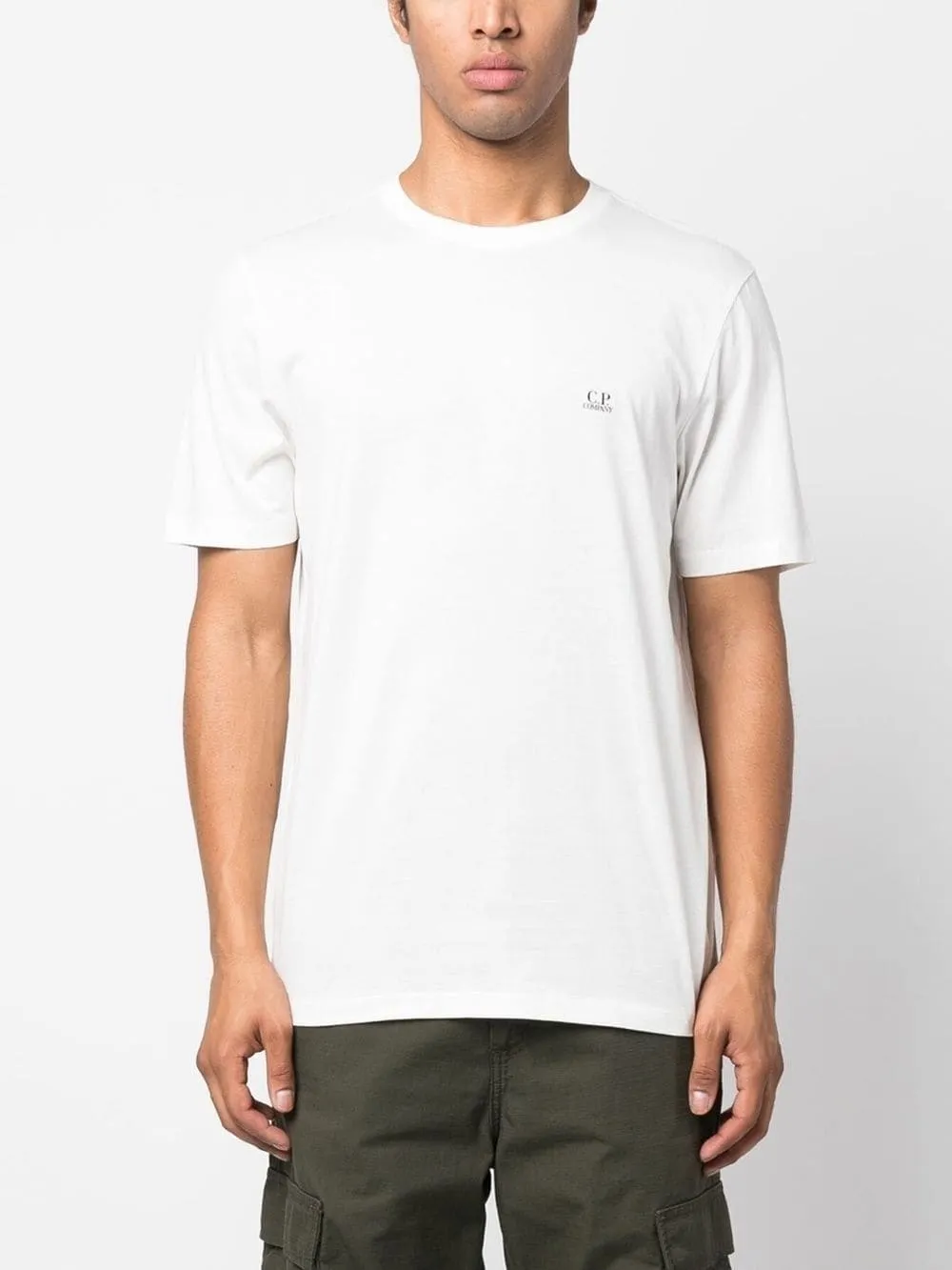 CP Company - White T-shirt in 30/1 Jersey Fabric with Goggle Embellishment