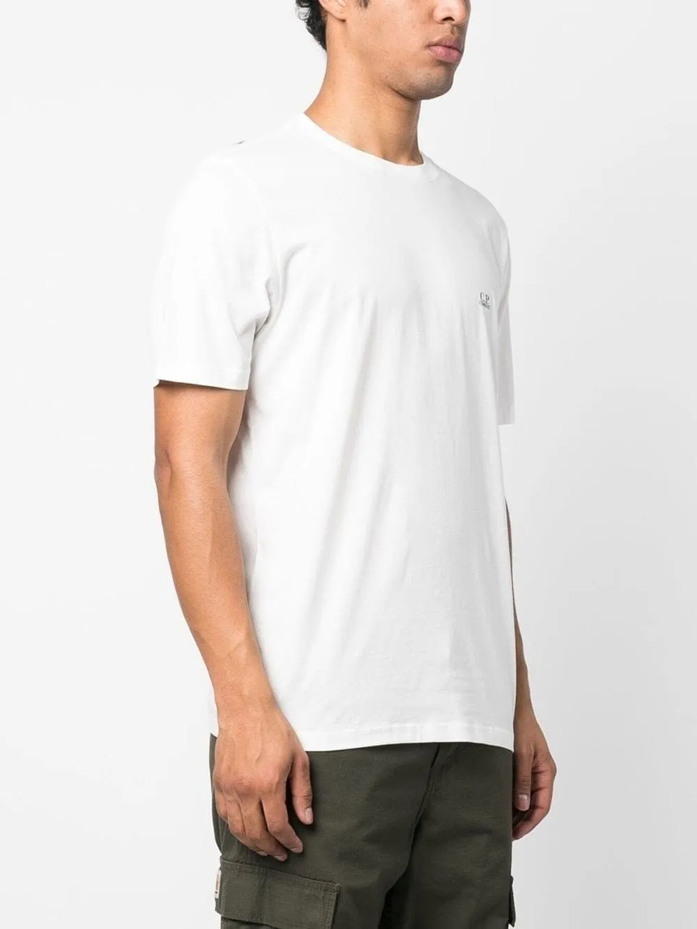 CP Company - White T-shirt in 30/1 Jersey Fabric with Goggle Embellishment