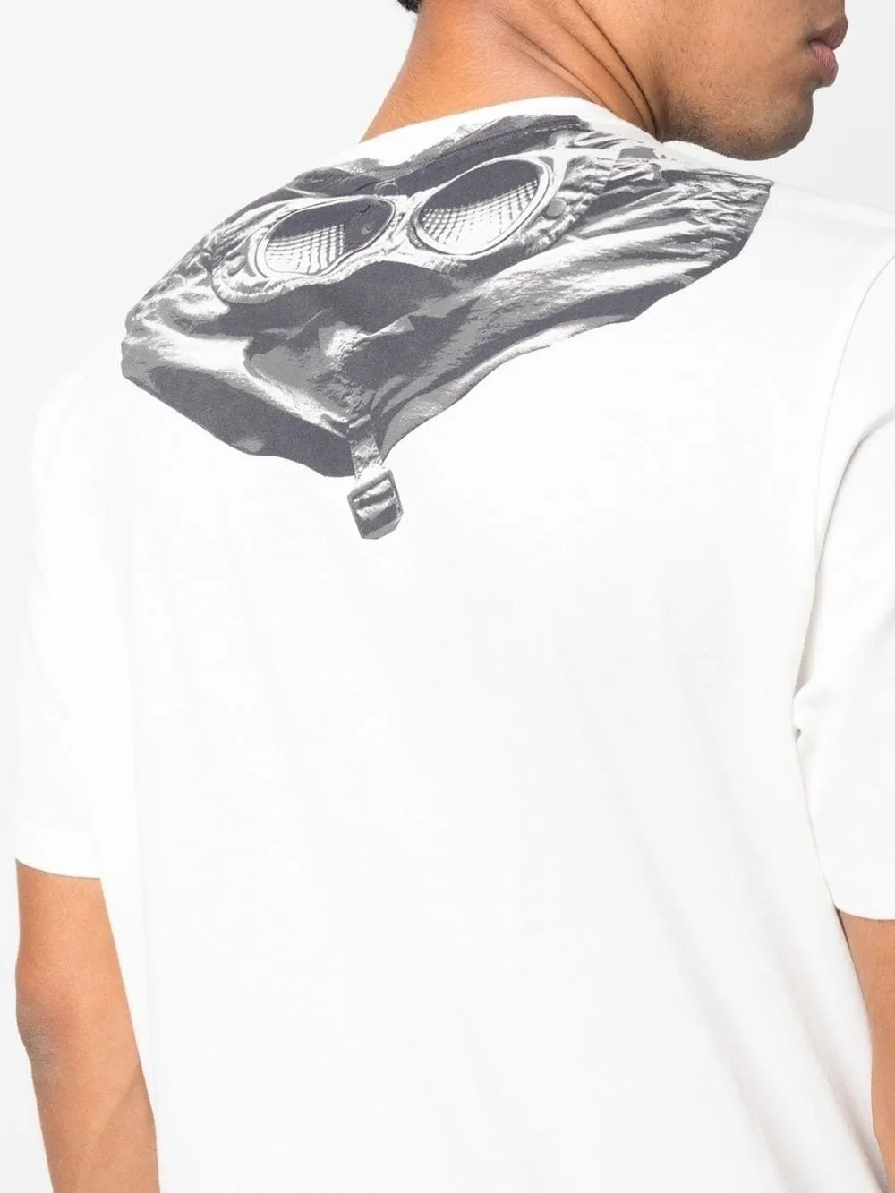 CP Company - White T-shirt in 30/1 Jersey Fabric with Goggle Embellishment