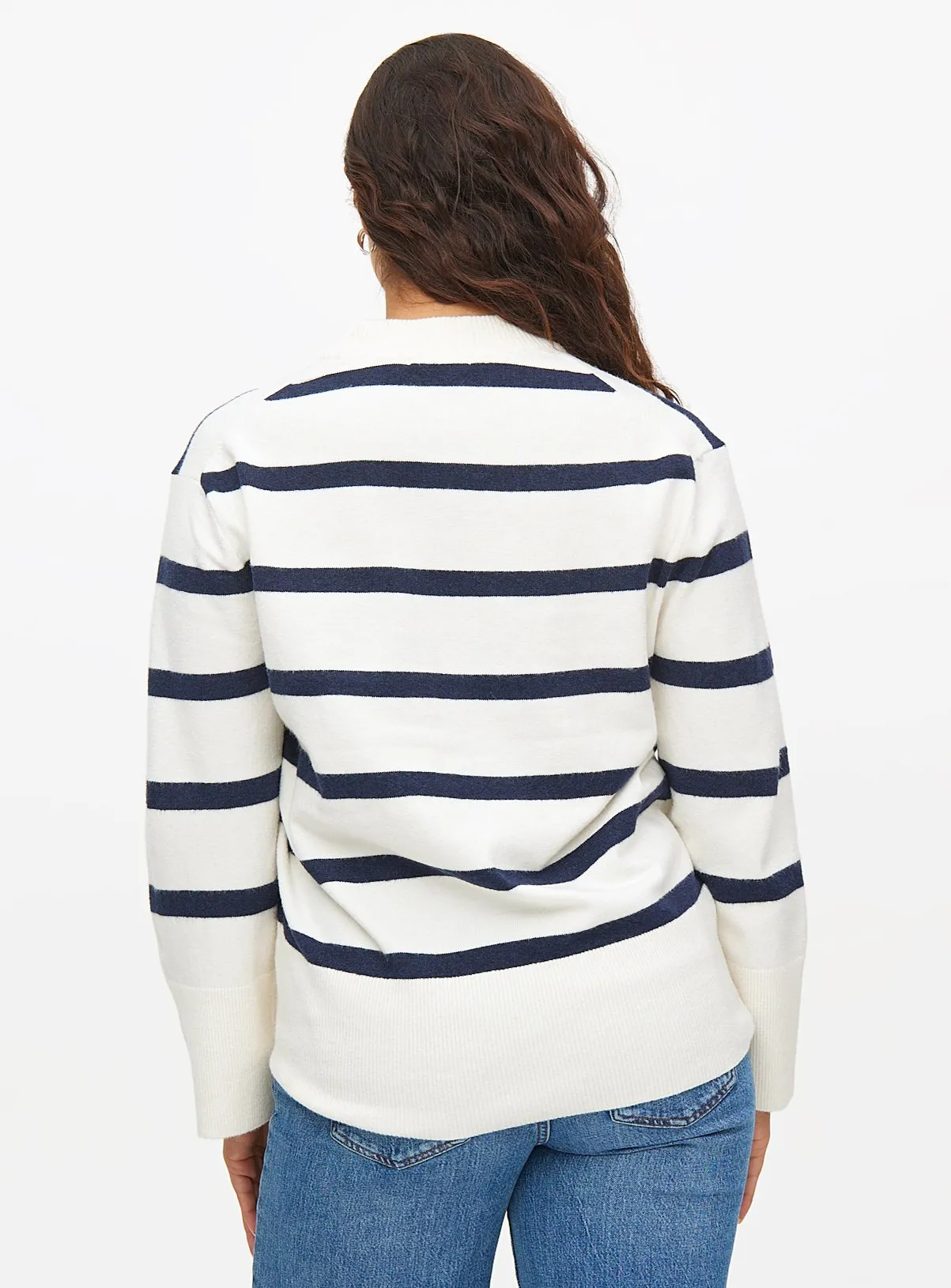 Cream Stripe Relaxed Crew Neck Jumper - Size 18 - Tu Clothing