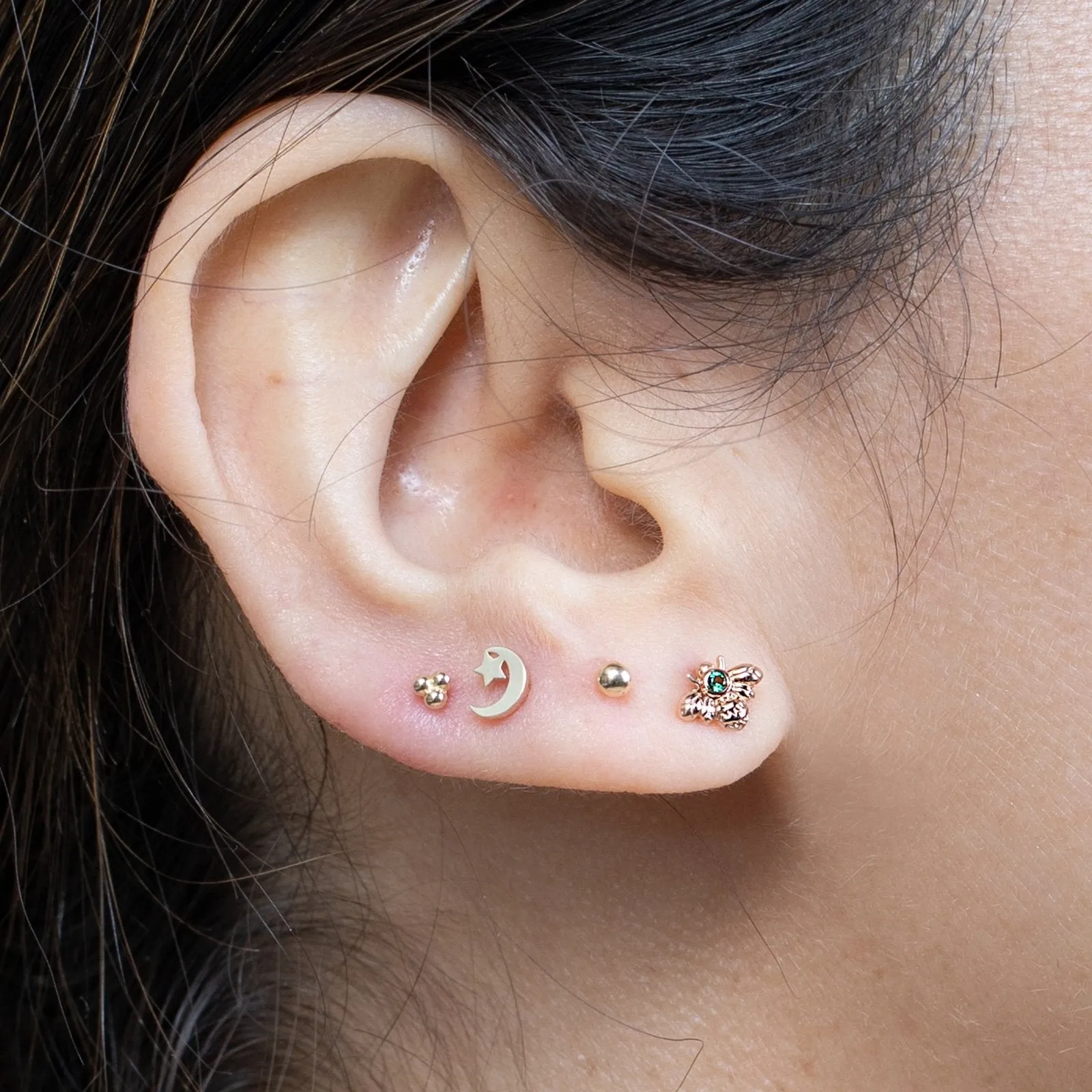 Crescent Moon Star Earring