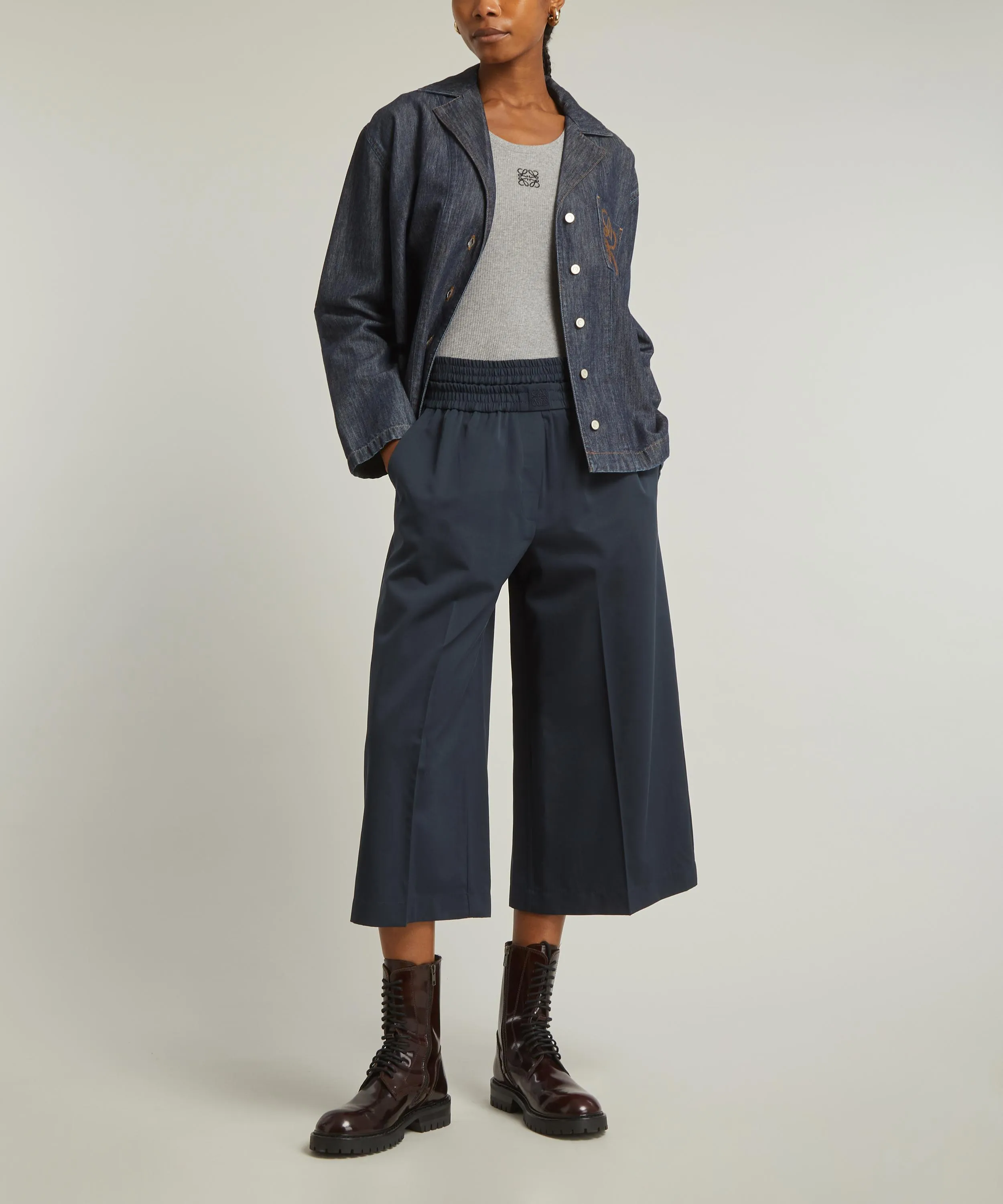 Cropped Cotton-Silk Trousers