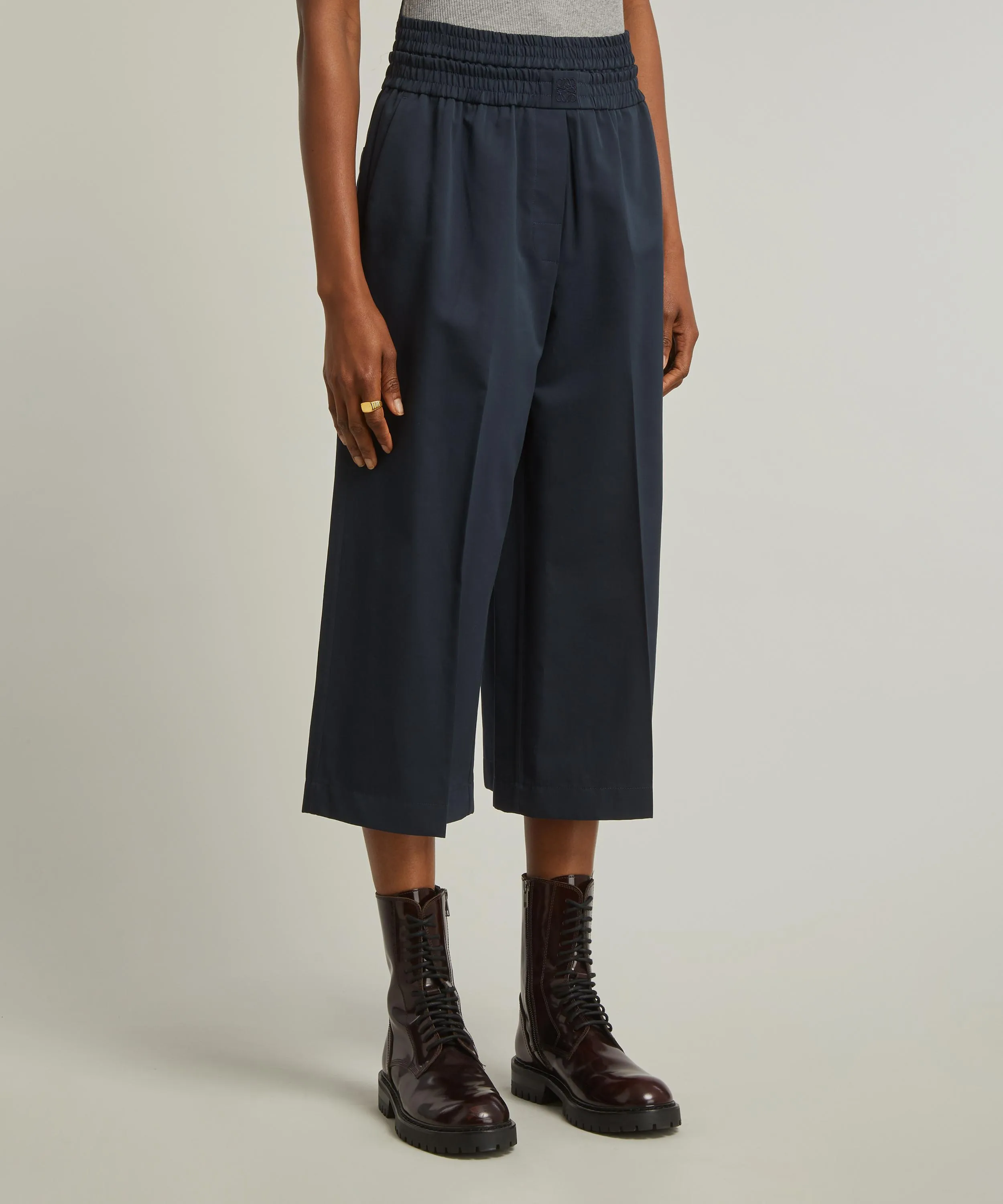 Cropped Cotton-Silk Trousers