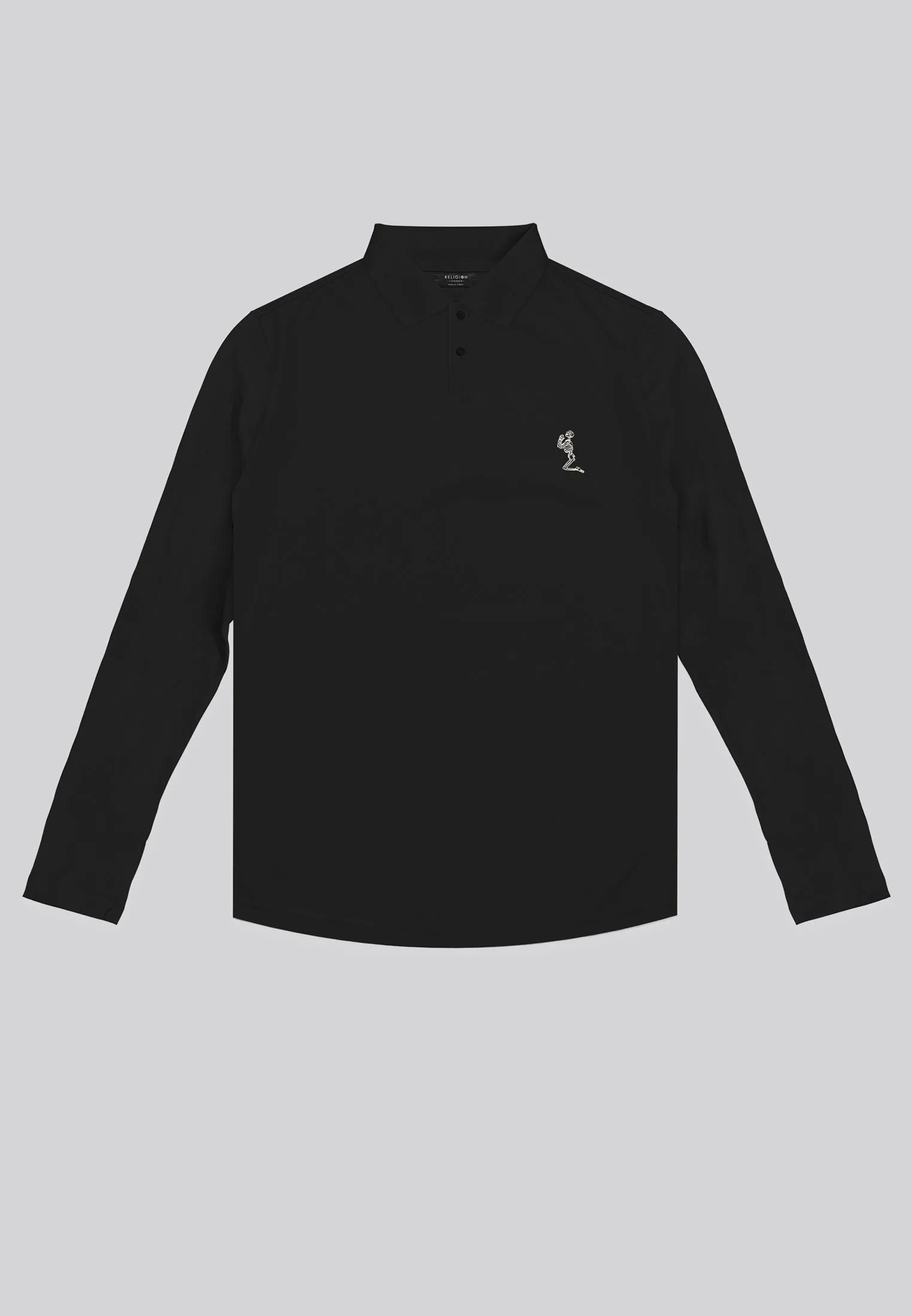 CURVED HEM LS BLACK POLO