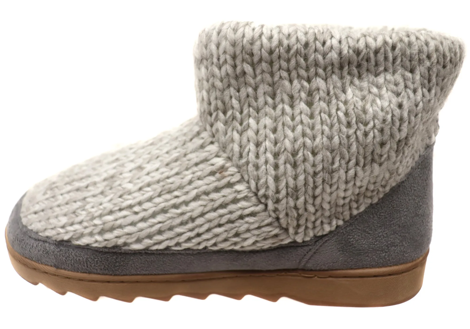 Dearfoams Womens Comfortable Whitney Knit Bootie Slippers