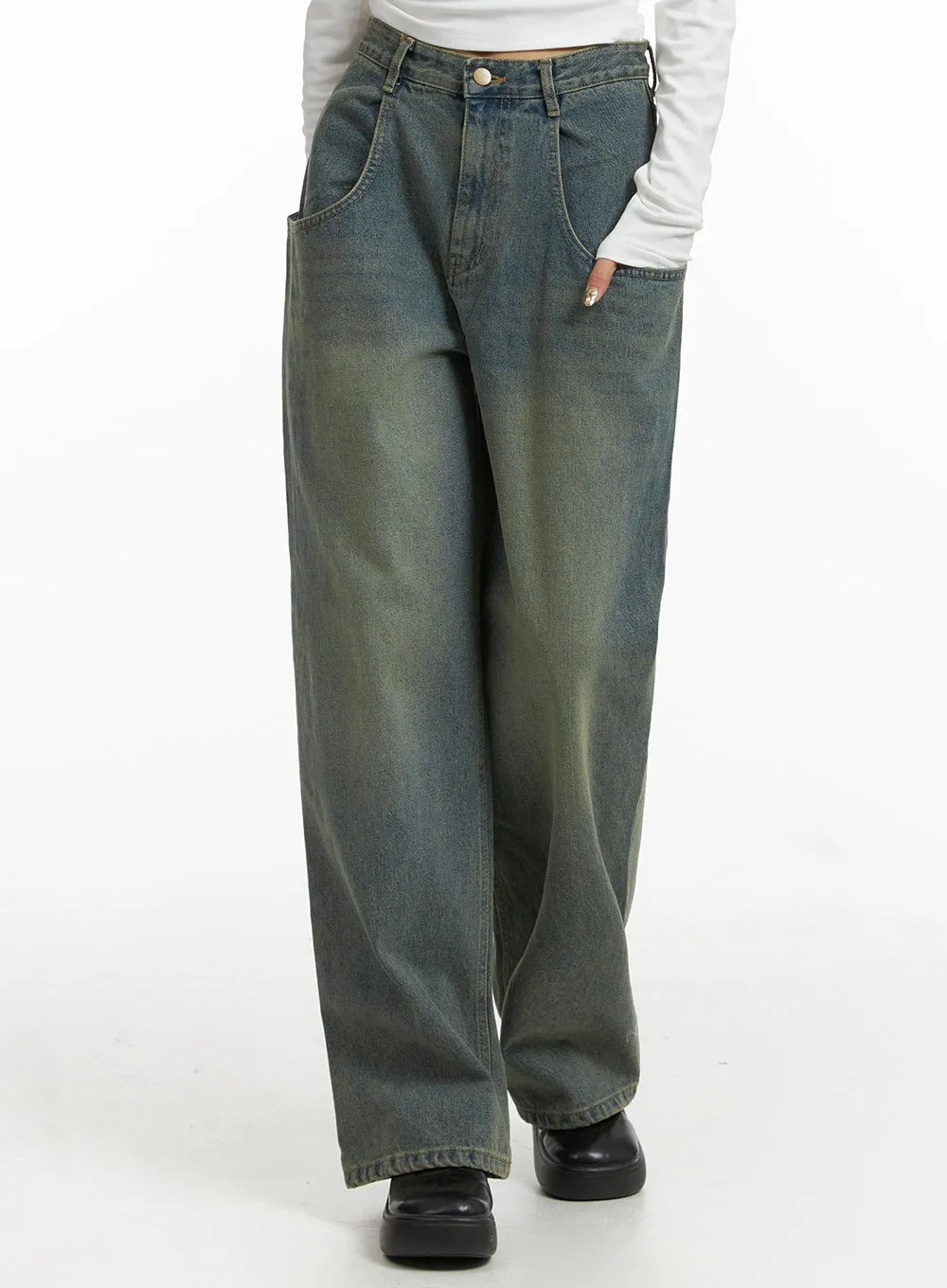 High Rise Wide Leg Denim Jeans CJ411