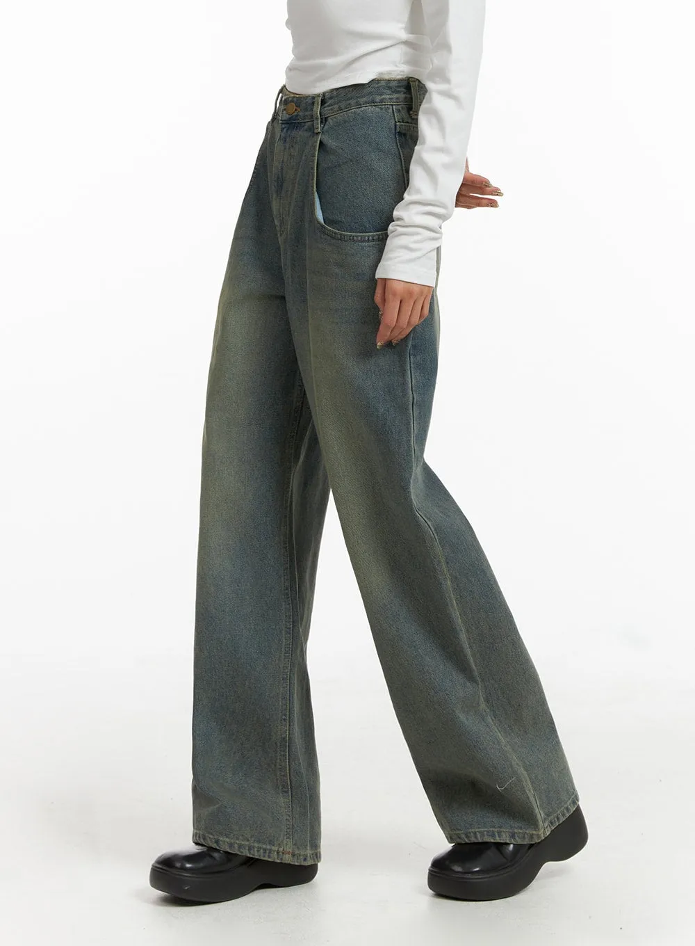 High Rise Wide Leg Denim Jeans CJ411