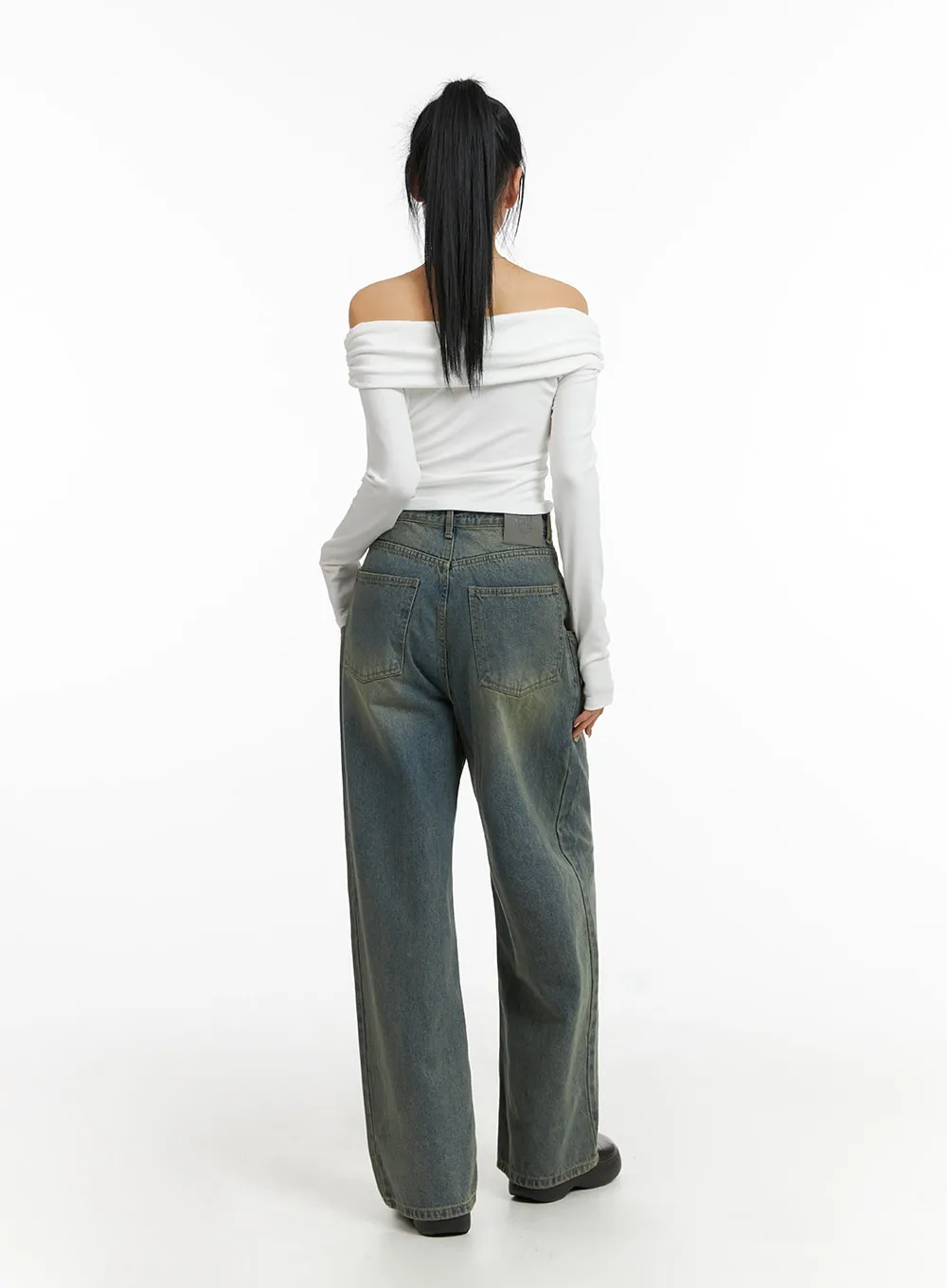 High Rise Wide Leg Denim Jeans CJ411