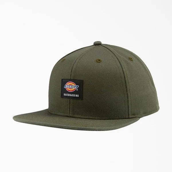 Dickies Skateboarding Flat Bill Snapback Hat Olive Green