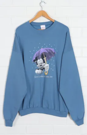 DISNEY Classic Mickey Save Smile Rainy Day Sweatshirt XXL