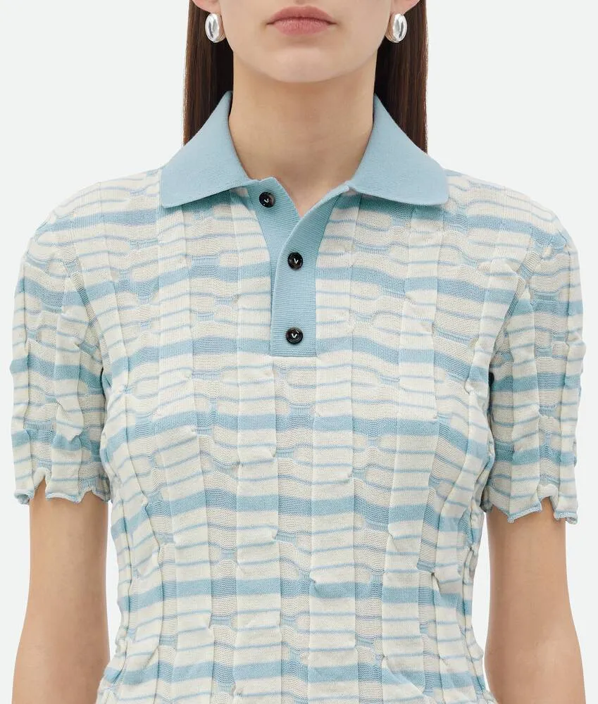 Distorted Stripe Cotton Polo