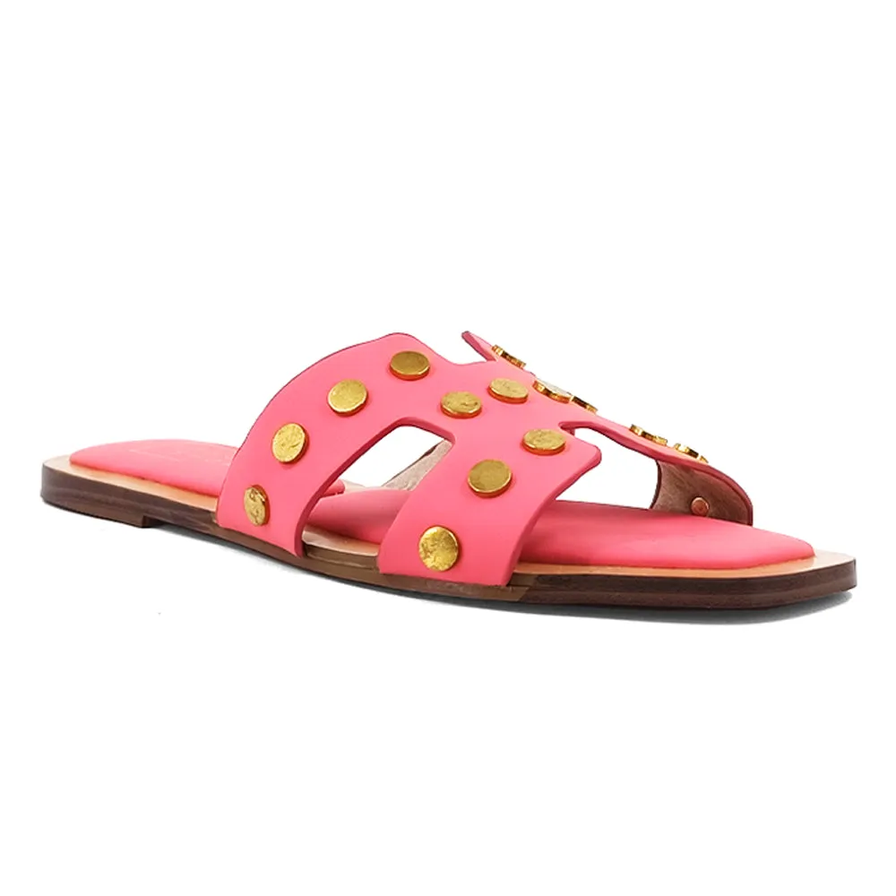 Donatella Studded Flat Sandals